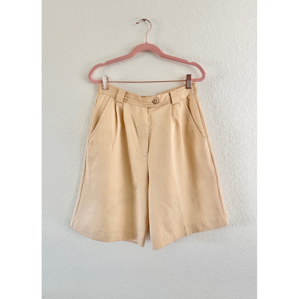 Lily's of Beverly Hills‎ Shorts Womens 10 Beige Vintage High Waist Pleated Mom
